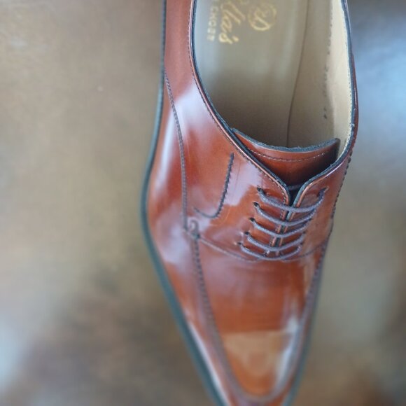 High sheen all leather mens laced formal oxfords. - Picture 8 of 11